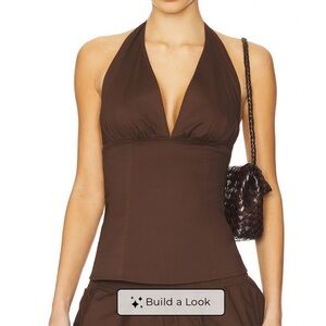 WeWoreWhat Halter Neck Corset Top in Chestnut // Size XXSM